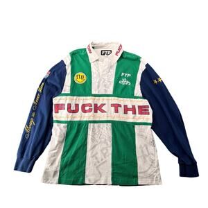 FTP Souvenir Rugby Jersey Long Sleeve Polo Shirt Men's Large Streetwear